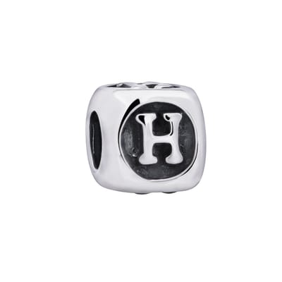 Quiges - 925 - Zilveren - Bedels -Sterling zilver - Beads - Alfabet Letter H Kraal Charm - Geschikt – voor - alle bekende merken - Armband Z431