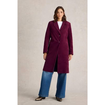 White Stuff Kamila Velvet Coat Dark Plum Maat: 14 REGULAR | Single-Breasted Mantels Outlet | Dames | Paars