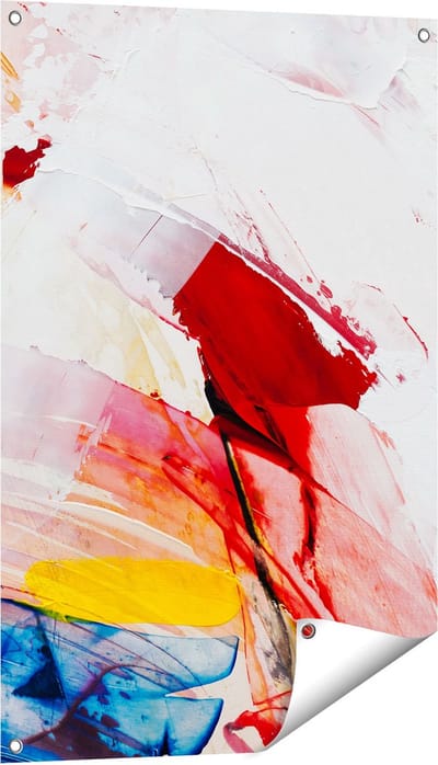 Gards Tuinposter Abstracte Kunst van Verf Kleuren - 60x90 cm - Tuindoek - Tuindecoratie - Wanddecoratie buiten - Tuinschilderij