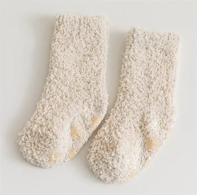 Ychee - Warme Fuzzy Fleece Kinder Sokken - Kousen - Sloffen - Anti slip - Indoor - Winter - Warmte - Koude voeten - Comfort - Zacht - Small - 0-2 jaar - Creme/Wit