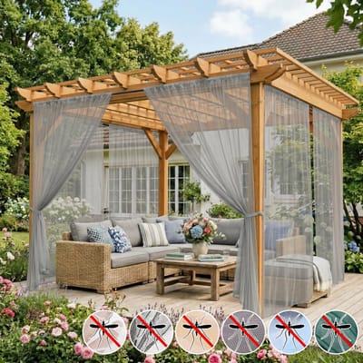 MUPOO DIY Vliegengordijn & Anti-Buite Muggengordijn kant en klaar-tegen Insecten-Op Maat te Knippen-Fijnmazig vitrages kant en klaar -Luchtig- Klamboe voor pergola Terras, Deur - Grijs - 160x213 cm-2 stucks
