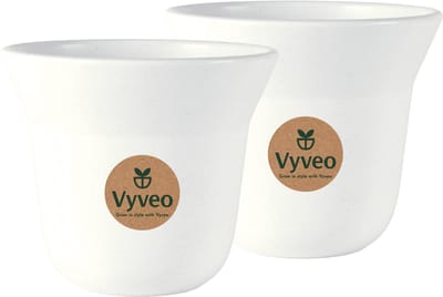 Vyveo - Bloempot Aalta - Set van 2 - 13x11 - Wit - Bloempot voor binnen en buiten - Lichtgewicht - Breukbestendig - Vorstbestendig - UV-bestendig