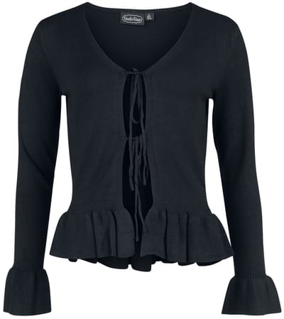 Voodoo Vixen Tie Front Ruffle Cardigan Cardigan zwart M Viscose -