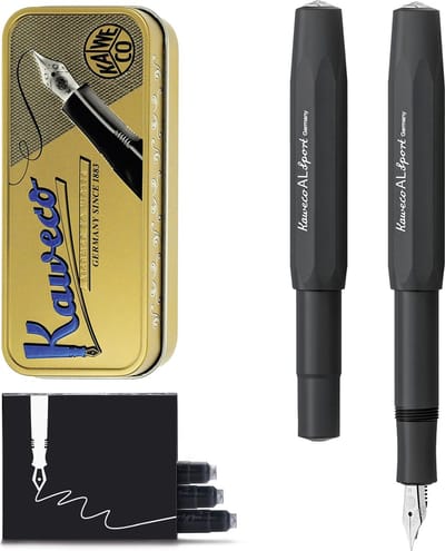 Kaweco Cadeauset - Vulpen - ALUMINIUM SPORT - Sport Aluminium Black - Medium - Vintage blikje - Extra Doosje Vullingen