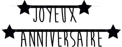 PARTYPRO - Zwarte slinger Joyeux Anniversaire 1,60 m