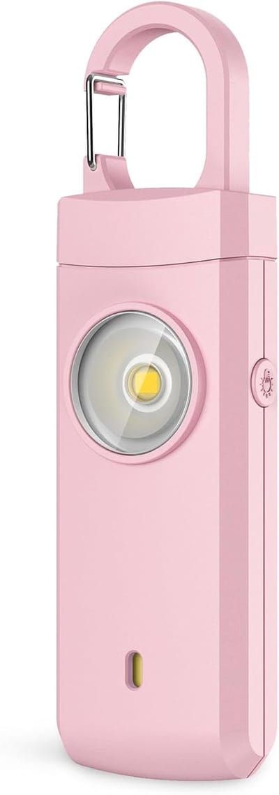 Persoonlijk alarm - Veiligheidsalarm - Alarm sleutelhanger - 130 dB - LED sirene - Zelfverdedigingssleutelhanger - Vrouwen - Dochters - Senioren - Ouderen - Tieners - Studenten - Cadeau voor haar - Geschenk - Roze