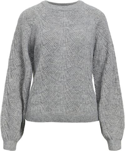 Object Objflora Re L/s Knit Pullover Truien & vesten Dames - Sweater - Hoodie - Vest- Grijs - Maat M