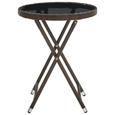 vidaXL - Salontafel - 60 - cm - poly - rattan - en - gehard - glas - bruin