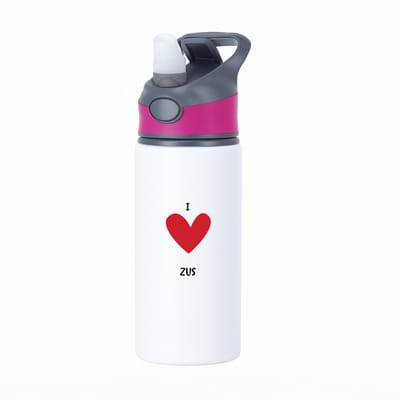 Hacebo® - Ik hou van mijn zus waterfles met rietje roze - Zus - de liefste zus - cadeau voor je zus - familie - hartje - love - water fles - 650ML