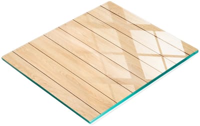 Keuken serveerplank van gehard glas met afbeelding, hout, 60x52 cm