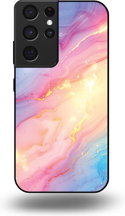 Smartphonica Telefoonhoesje Geschikt voor Samsung Galaxy S21 Ultra met Regenboog Glitter Marmer Opdruk - TPU Backcover Case Rainbow Glitter Marble Design geschikt voor Samsung Galaxy S21 Ultra