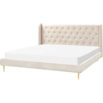 FORBACH - Tweepersoonsbed - Beige - 180 x 200 cm - Fluweel