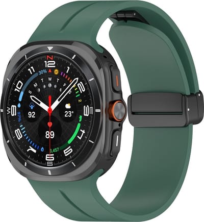 By Qubix - Compatible Samsung bandje - D-buckle sportband - Donkergroen - Geschikt voor Samsung Galaxy Watch Ultra / Ultra 2 - 47mm