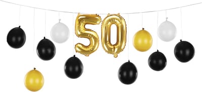 PartyDeco - Ballonslinger 50 jaar zwart-goud