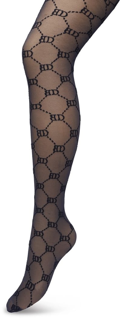 Bonnie Doon Geruite Panty 60 Denier Donker Blauw Dames maat S/M - BD logo - Ruitjes Patroon - Bonnie Doon Print - Gladde Naden - Maximaal Draagcomfort - Bonnie Doon Tights - Chique Panty - Feestelijk - Donkerblauw - Navy - BP221901.102