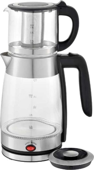 Schäfer - Glazen theemaker 74268 - 1,8/0,8 liter en 2200W - Waterkoker - Elektrische theemaker - Caymatik - Zilver