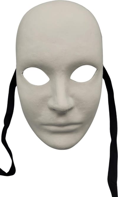 Wit masker - Papier-maché om te schilderen - Handgemaakt
