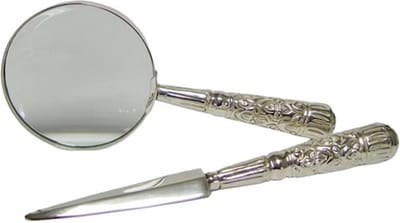 Vergrootglas met briefopener - Metalen hendel - Gegraveerd Barok Ornament - Klassiek