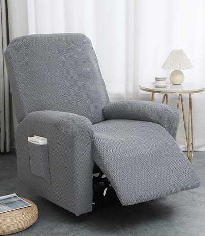 Verstelbare Stoelhoes Jacquard voor Elektrische Stoelen met Pocket, 4-Pack Rekbare Bekleding, Antislip Bescherming voor Relaxstoelen en Sofas - Grijs