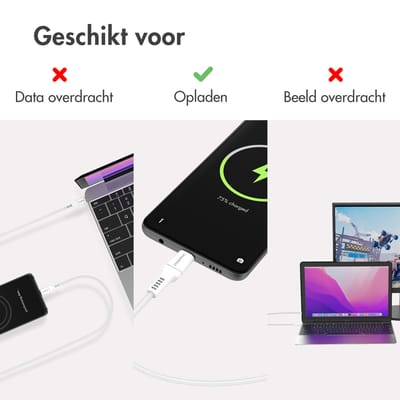 imoshion Kabel - Geschikt voor Lightning naar USB A - 0,25 meter - Oplader Kabel - Wit