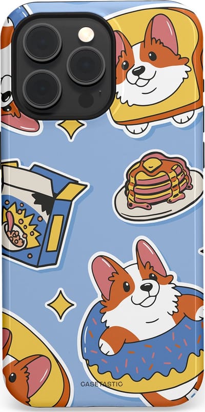 Casetastic Hoesje Geschikt voor Apple iPhone 15 Pro Max Magsafe - Stijlvolle Beschermende Duo-layer Case - Hondenfeest Ontbijt