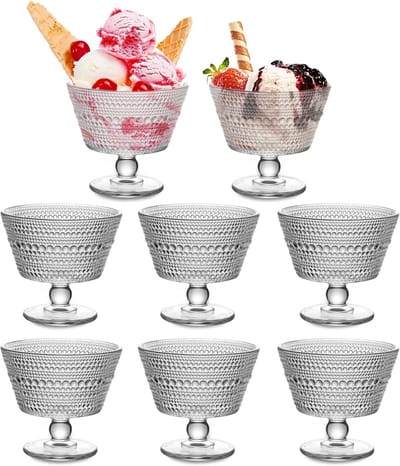 Dessertkommen Kristalglas - IJskommetjes - Desserts Serveren - Verdikt en Verzwaard - 4 stuks 9 oz - Transparant