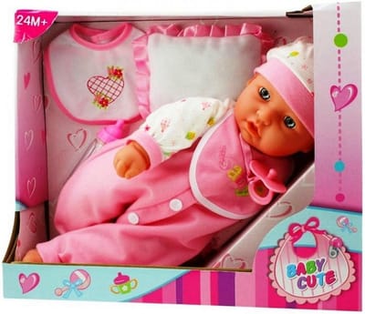 Grote Babypop met Fles en Slabbetje - Knuffelbaar Speelgoed voor Kinderen