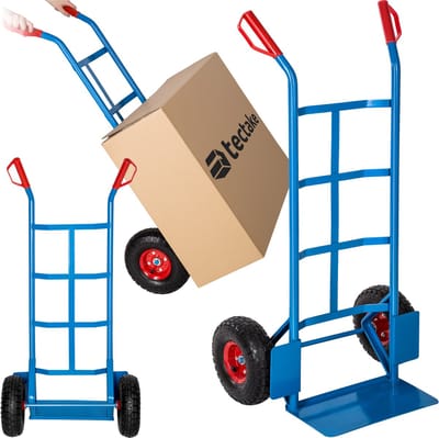 tectake® Professionele steekwagen met luchtbanden - wielbescherming - gelaste stalen constructie - diverse kleuren - blauw
