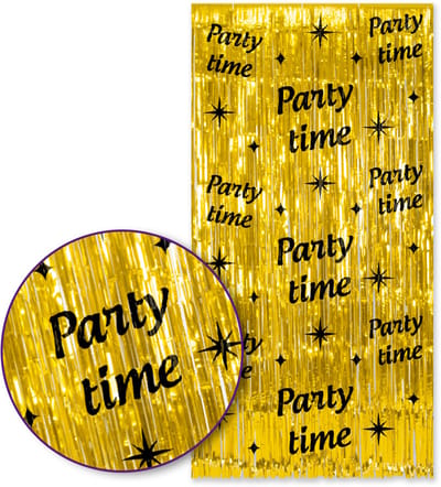 Q2P – Party Time Foliegordijn – Goud & Zwart – 100×200 cm – Zelfklevend – Feest Versiering – Backdrop