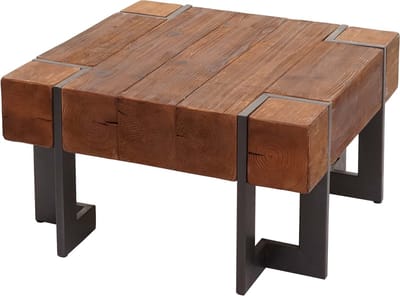 Salontafel MCW-A15, woonkamertafel, massief rustiek dennenhout MVG-gecertificeerd ~ bruin 70x70cm
