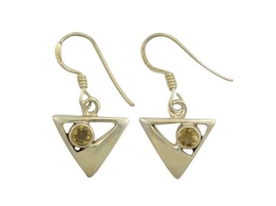 Zilveren oorbellen Citrien 925 zilver (incl. oorbelstoppers)