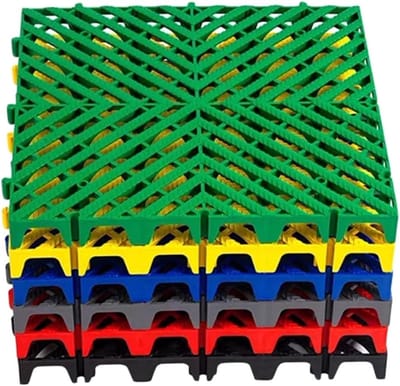 Garagevloertegels - Modulaire Matten - Afvoer en Veiligheid - In elkaar grijpend ontwerp - 40x40x4cm 4 stuks - Meerdere Kleuren
