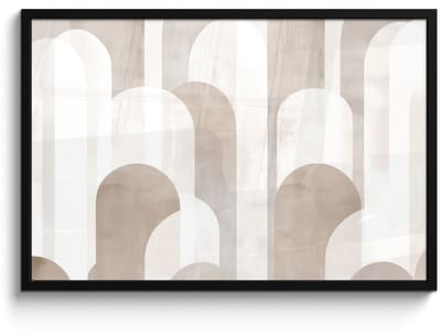 Poster in lijst - Fotolijst 90x60 cm - Posters - Abstracte bogen - Modern - Beige - Posterlijst zwart - Decoratie - Wanddecoratie woonkamer - Muurdecoratie slaapkamer