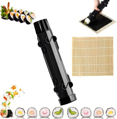 Sushi Maker Kit - Sushi Set - Sushi Maker - Sushi Roller - Sushi Bazooka - Sushi Maken - Sushi Vorm - Sushi Mal - Cadeau - Zwart