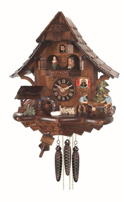 Engstler - 4927_MT - Koekoeksklok - 1-daags kettinguurwerk - Notenhout - met muziek met dansend paar - 35 cm