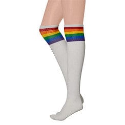 Apollo - Cheerleaders sokken - Cheerleader kousen - Wit/Rainbow - One Size - Cheerleader kostuum dames - Carnavalskleding - Cheerleader