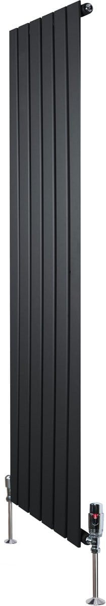 1-kolom design radiator - 1600x420 mm - zwart - thermostaatkraan