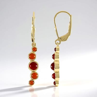 Cavill - Zilveren Oorbellen met 1,26 ct Carneool - 925 Sterling Zilver Verguld - Ronde 36 mm Cabochon - Elegante Warme Edelsieraden uit India