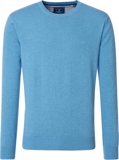 Redmond heren trui katoen - O-hals - blauw (middeldik)