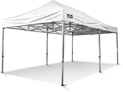 Grizzly Outdoor | Easy Up | Partytent | 3x6 m | Wit | Incl gratis sterke opberghoes en spanbanden set met haringen