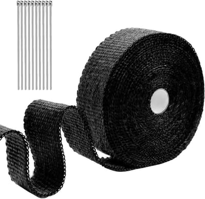Heatbestendige Tape voor Uitlaat, 10 m Sealing Tape, Thermische Bescherming, Kabelbinders, Zwart, Geschikt voor Motoren en Auto's