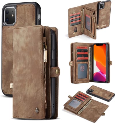 CASEME Luxe Leren Portemonnee hoesje voor de Geschikt voor Apple iPhone 11 - bruin