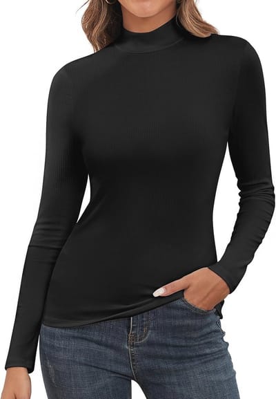 Coltrui Dames Hoge Kraag Pullover Lange Mouw Gebreide Trui Effen Nauwsluitende Top