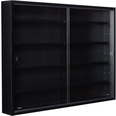 SVN® Vitrinekast met Glas - Vitrinekast Hangend - Vitrinekast - Zwart - 10cm x 80cm x 60cm