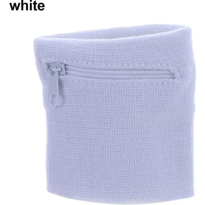 Sportpolsband Ritssluiting Pols Ergonomische Ondersteuning Portemonnee Multifunctioneel Sportschool Hardlopen Armband Tas Sleutelkaart Opbergtas Fietsportemonnee Zweetband 1pc wit