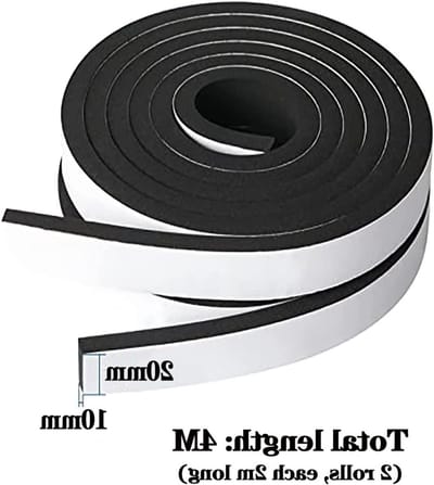 Zelfklevende Sealing Tape 20mm x 10mm - 4m voor Deuren en Ramen, Geluiddicht, Waterdicht en Stofdicht, Ideaal tegen Koude Tocht