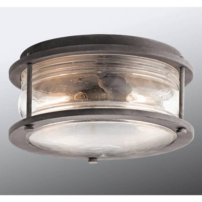Kichler LED Plafond Buitenlamp Ashland Bay | 1X E27 Max 60W | IP44 | Dimbaar | Weathered Zinc