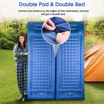 Camping isolatiemat, extra dik, 12,7 cm, opblaasbare slaapmat met kussen, geïntegreerde pomp, oversized matras, super draagbare rugzakreizen, slaapmat voor wandelen, tent, reizen (blauw, kleur),