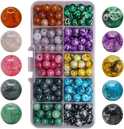 Kralen voor armbanden, natuurstenen kralen, doe-het-zelf sieraden, 10 kleuren kralen voor armbanden voor volwassenen en kinderen handwerk (200 stuks 8 mm)
