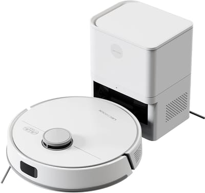 Robotstofzuiger Met Dweilfunctie - 5000 Pa Zuigkracht - Leegt Automatisch - 3-In-1 Dweilrobot - LDS LiDAR Navigatie - Voor Tapijt En Harde Vloeren - Wit